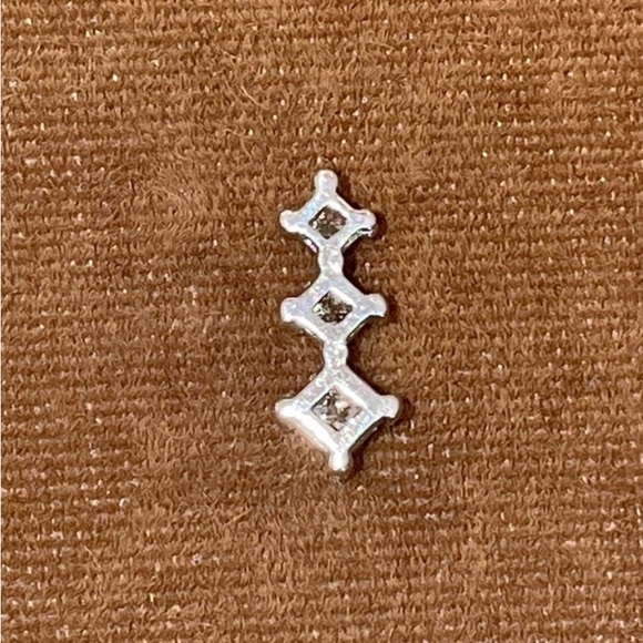 Solid Stamped 14K White Gold Natural Princess Cut Diamond Pendant for Necklace - Picture 10 of 12